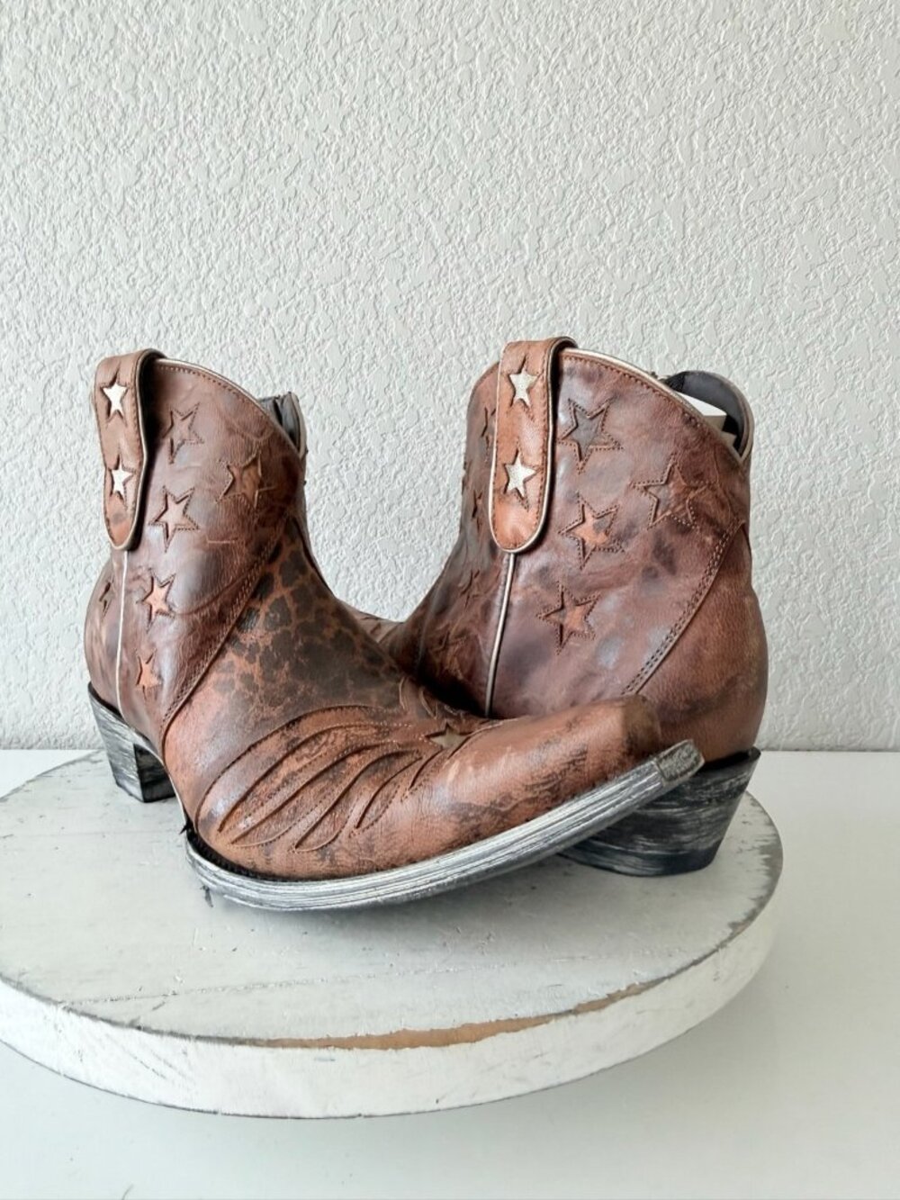 Old Gringo UNITED Short Brown Boots Animal Print Cowboy Womens 11.5 Snip Toe